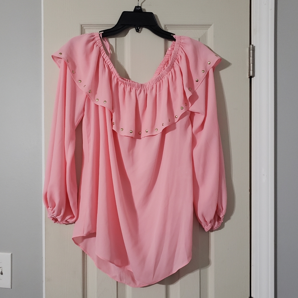 Michael Kors Ruffle Studded Blouse Size Large